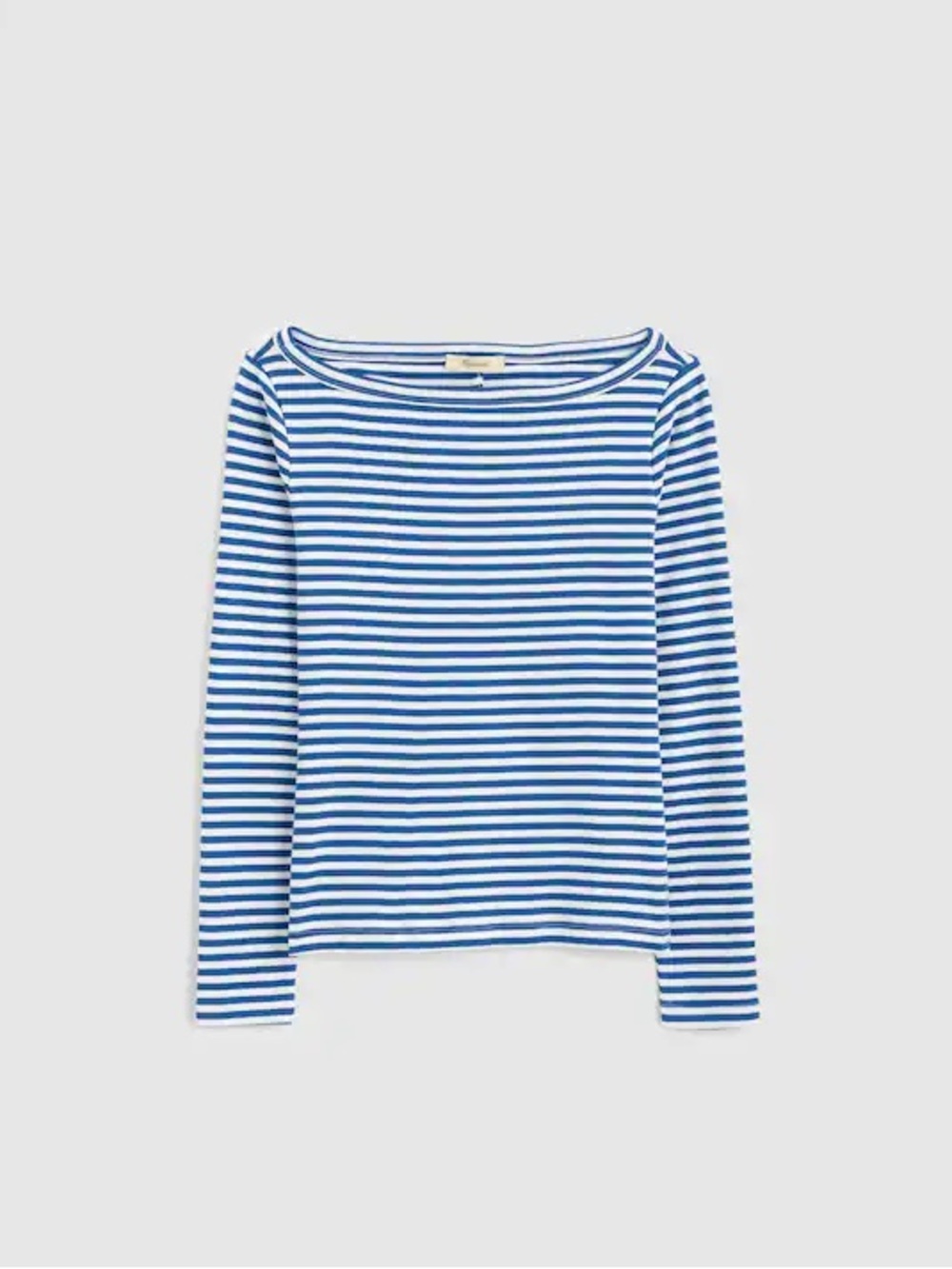 nwot madewell the 90s boatneck tee in compact cotton french blue stripe S